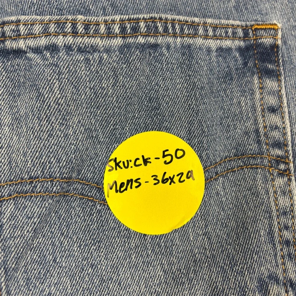 Levis 505 Mens 36x29 Jeans Medium Light Blue Washed Denim High Waisted Fading